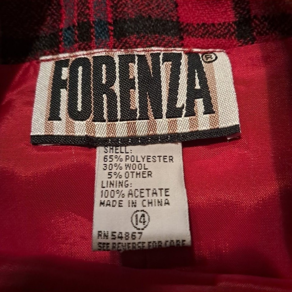 Vintage FORENZA 14 Red Blue Tartan Plaid Wool Blend‎ Fringed Wrap Skirt - Picture 6 of 7